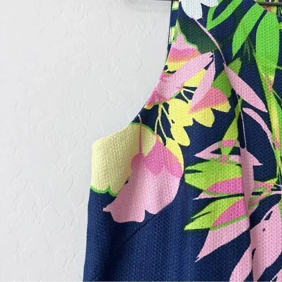 JUST...TAYLOR Floral Basketweave Cotton Stretch Sheath Dress Exposed Zipper NWT - Picture 5 of 10